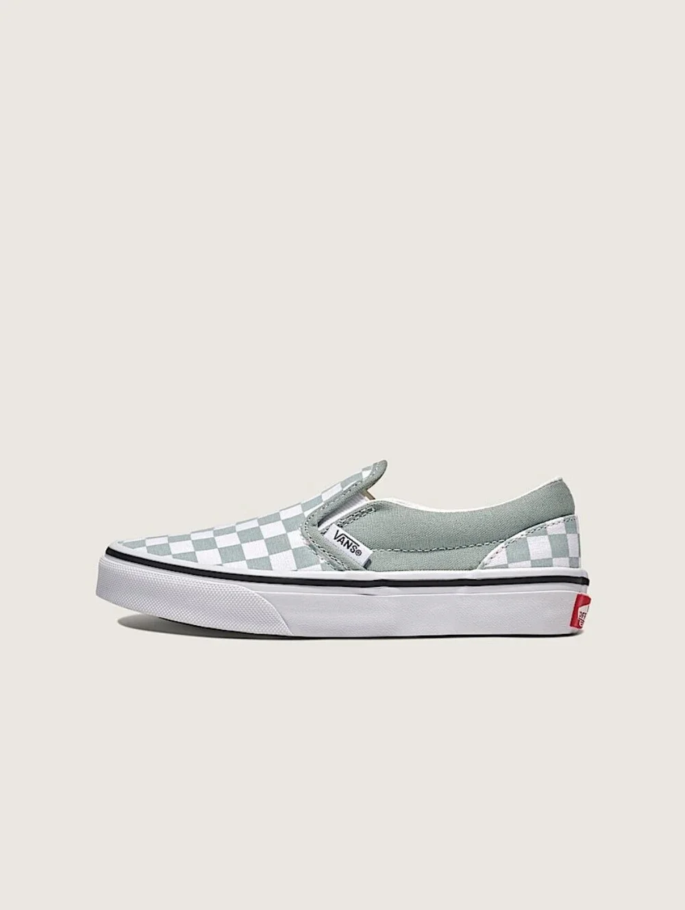 NWT Sz 11 Vans Little Kids Classic Slip-On Checkerboard Shoe Pure Gray/White